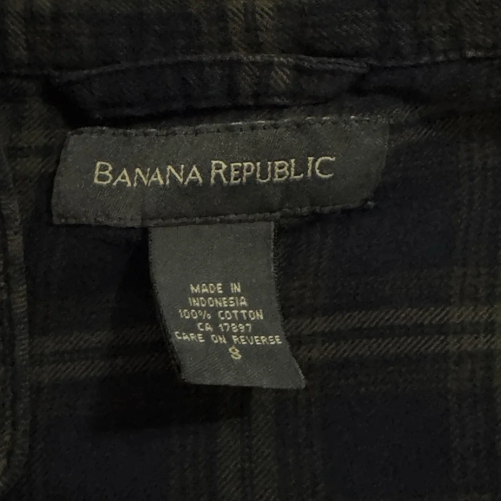 Banana Republic Shirt Men's S Flannel Untucked Cut 100% Cotton Pocket